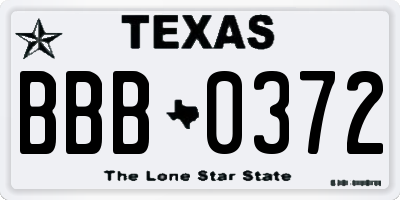 TX license plate BBB0372
