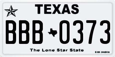 TX license plate BBB0373