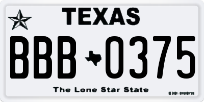 TX license plate BBB0375