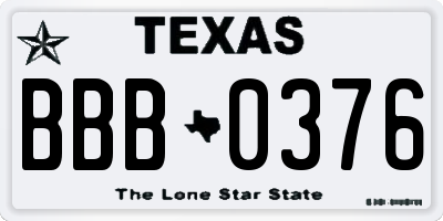 TX license plate BBB0376