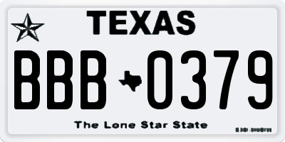 TX license plate BBB0379