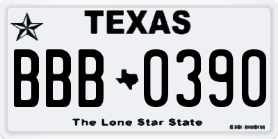 TX license plate BBB0390
