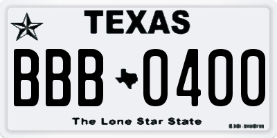 TX license plate BBB0400