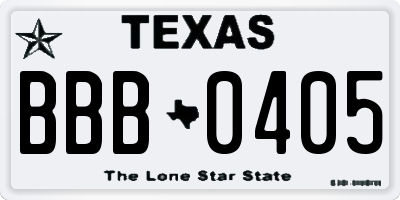 TX license plate BBB0405