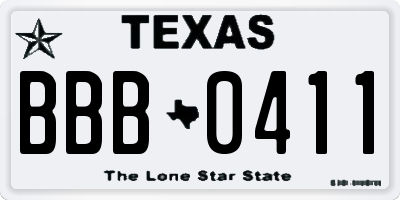 TX license plate BBB0411