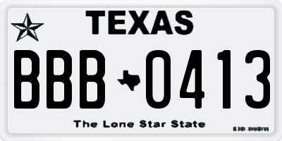 TX license plate BBB0413