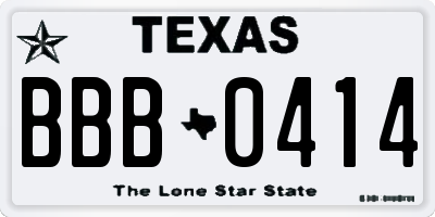 TX license plate BBB0414