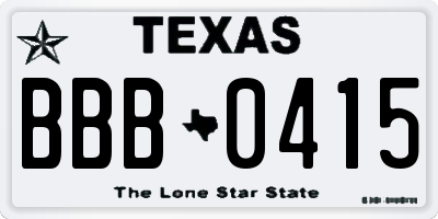 TX license plate BBB0415