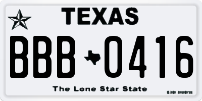 TX license plate BBB0416