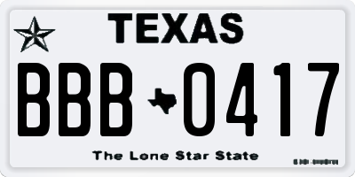 TX license plate BBB0417