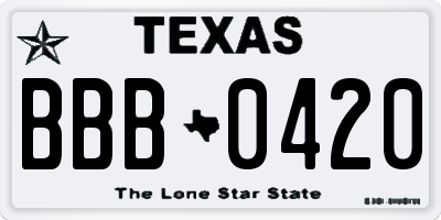 TX license plate BBB0420