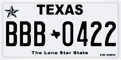 TX license plate BBB0422