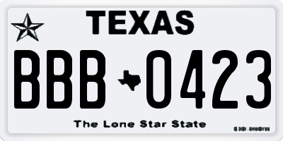 TX license plate BBB0423