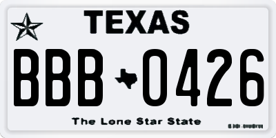 TX license plate BBB0426