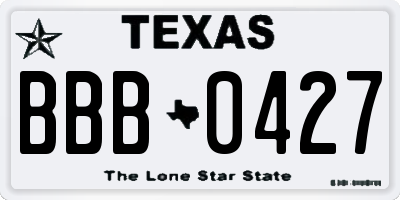 TX license plate BBB0427