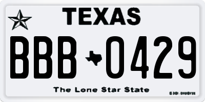 TX license plate BBB0429