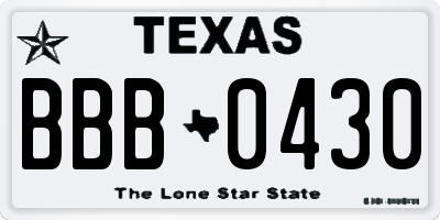 TX license plate BBB0430