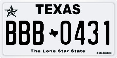 TX license plate BBB0431