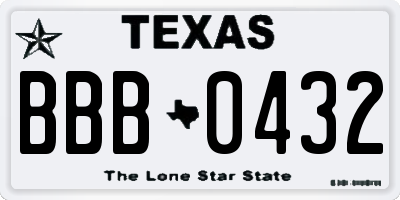 TX license plate BBB0432