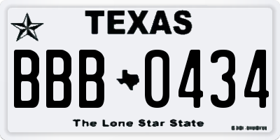 TX license plate BBB0434