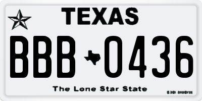 TX license plate BBB0436