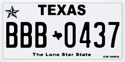 TX license plate BBB0437