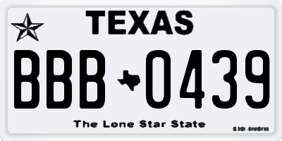 TX license plate BBB0439