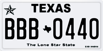 TX license plate BBB0440