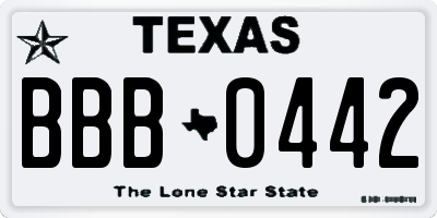 TX license plate BBB0442