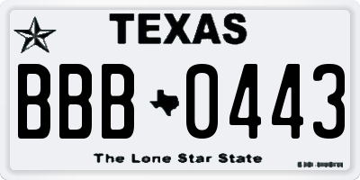 TX license plate BBB0443