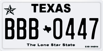 TX license plate BBB0447