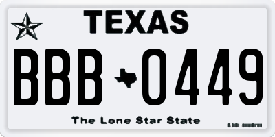 TX license plate BBB0449