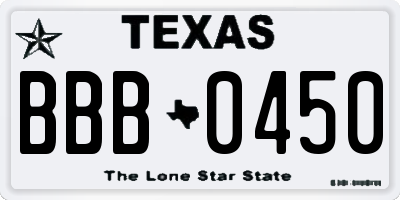 TX license plate BBB0450