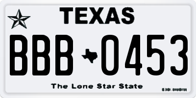 TX license plate BBB0453