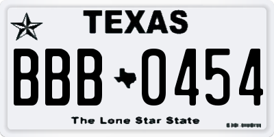 TX license plate BBB0454