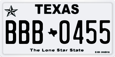 TX license plate BBB0455
