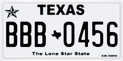 TX license plate BBB0456