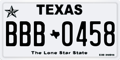 TX license plate BBB0458