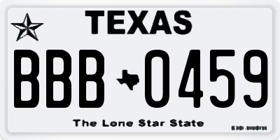 TX license plate BBB0459