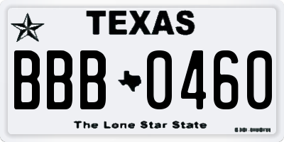 TX license plate BBB0460