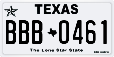 TX license plate BBB0461