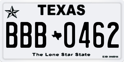 TX license plate BBB0462