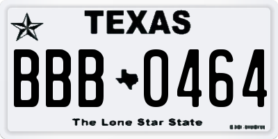 TX license plate BBB0464