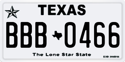 TX license plate BBB0466