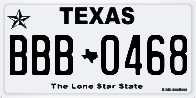 TX license plate BBB0468