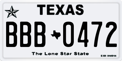 TX license plate BBB0472