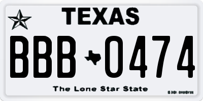 TX license plate BBB0474