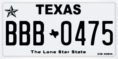 TX license plate BBB0475