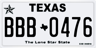 TX license plate BBB0476