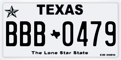 TX license plate BBB0479